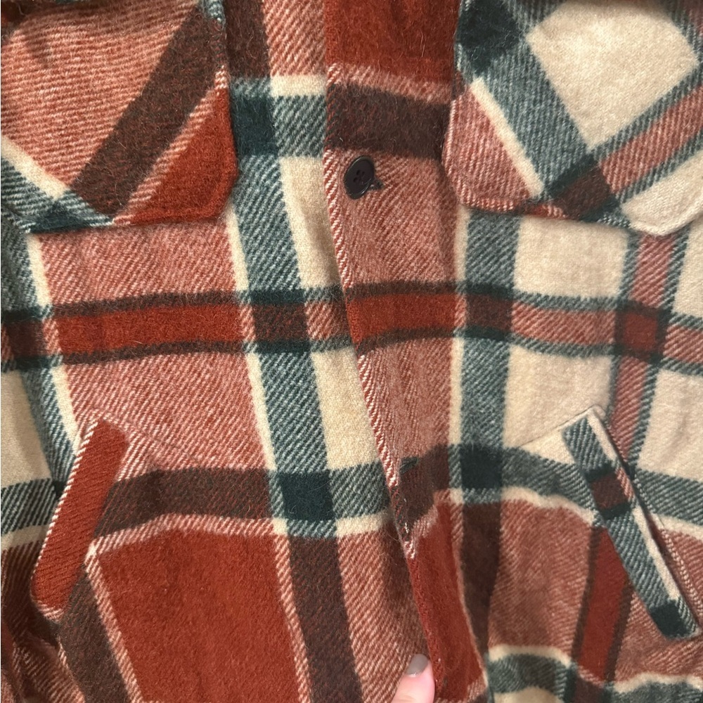 Woolrich VTG 60s 70s Wool Nylon Blend Shirt Jacket Plaid Red Green Brown Mens - Picture 3 of 6